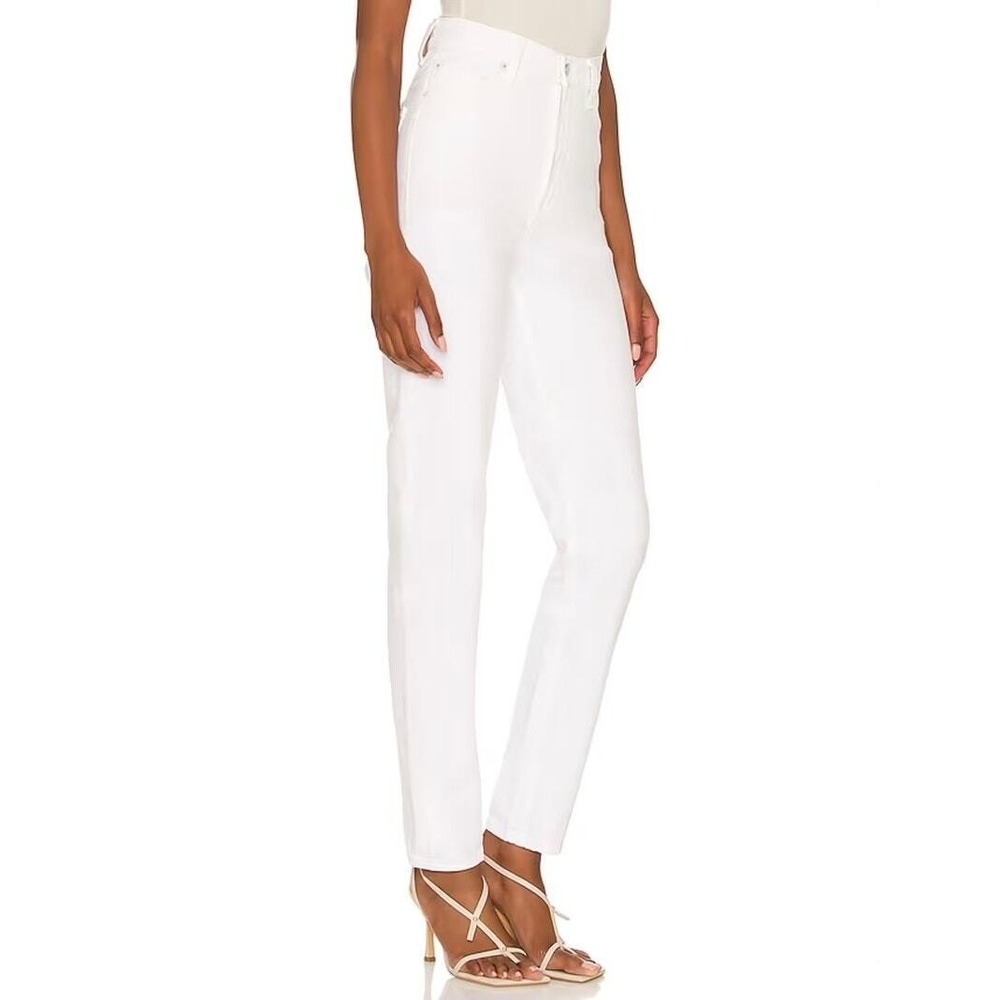 Mother Snacks Twizzy Skimp Jeans Women 28 White Sticky Rice High Waist Straight